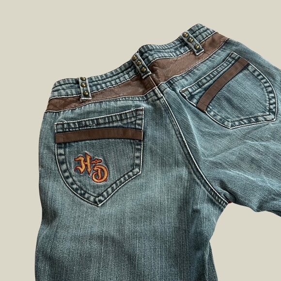 vintage Harley Davidson one of a kind low rise bootcut jeans (0) - Picture 2 of 8